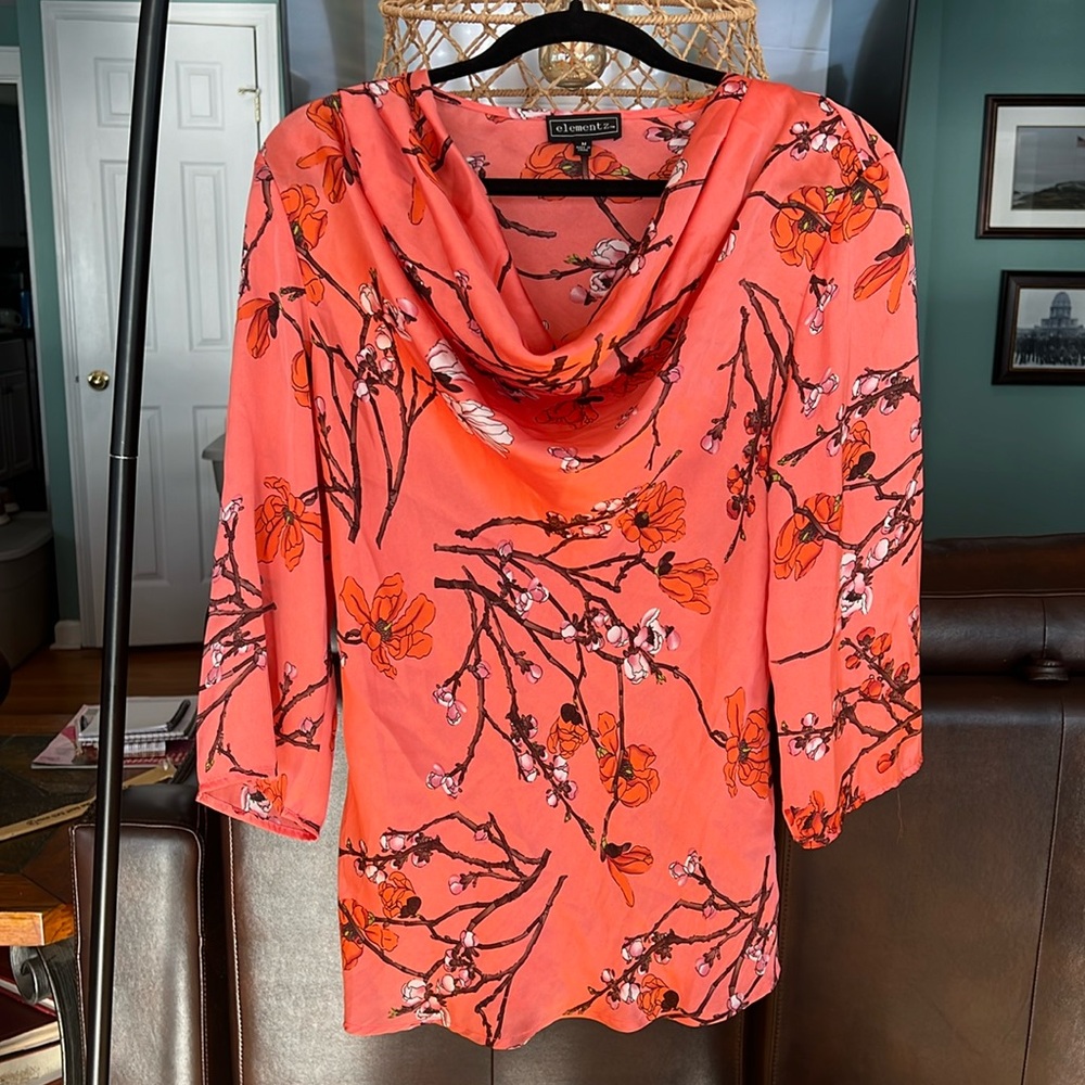 ELEMENTZ blouse size Medium pink floral lightweight